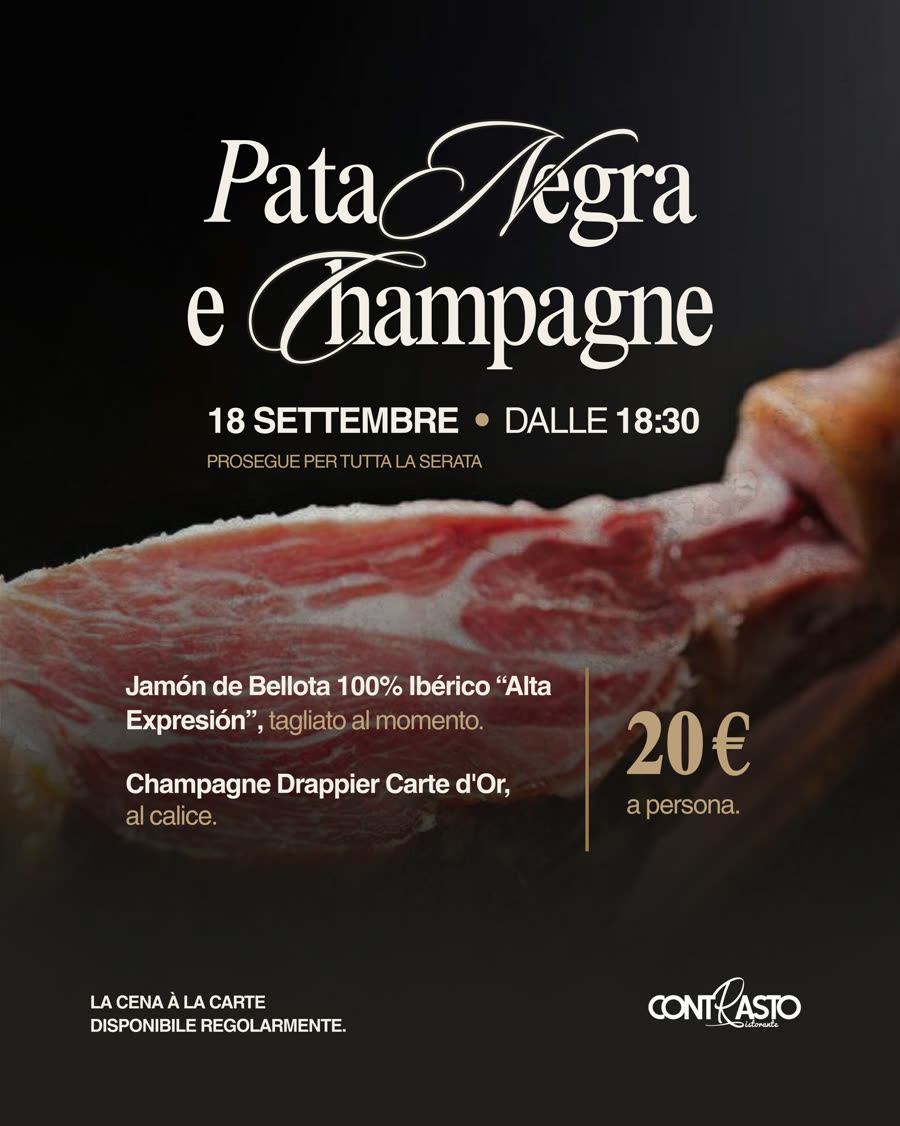 Pata Negra e Champagne, venerd&igrave; 18 settembre dalle 18:30 da Contrasto